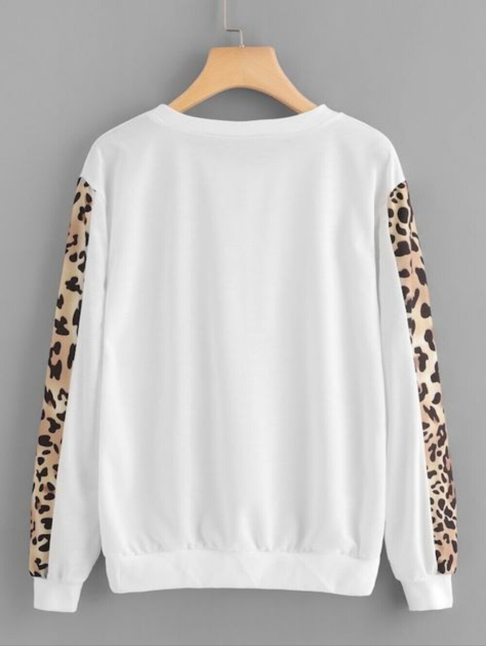 SHEIN Cream Pullover with Pink Leopard Trim